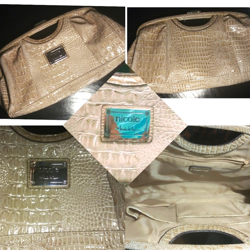 Nicole Miller Faux Snakeskin Large Clutch Bag